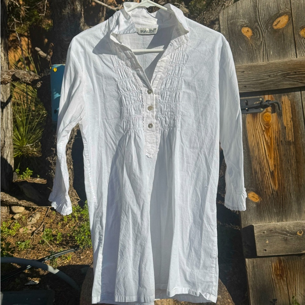 Classy White Cotton Shirt with 3/4 sleeves